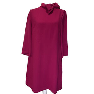 ELIZA J HOT PINK FULLY LINED LONG SLEEVE DRESS W/ BOW DETAIL at NECK SIZE 10